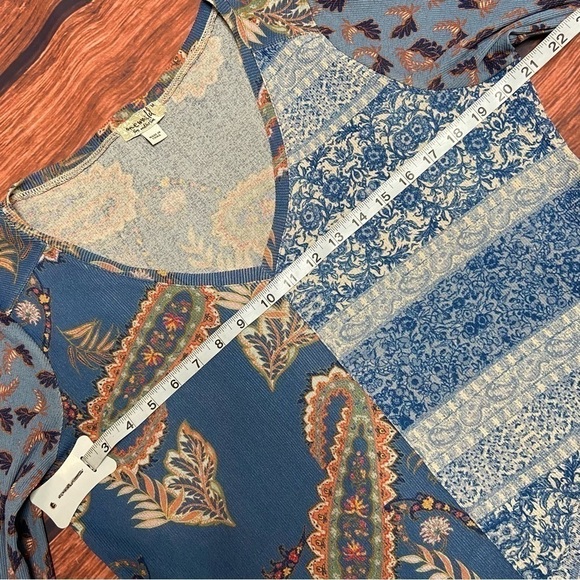 One World Graphic Print Floral Paisley Boho Top M - Picture 4 of 8